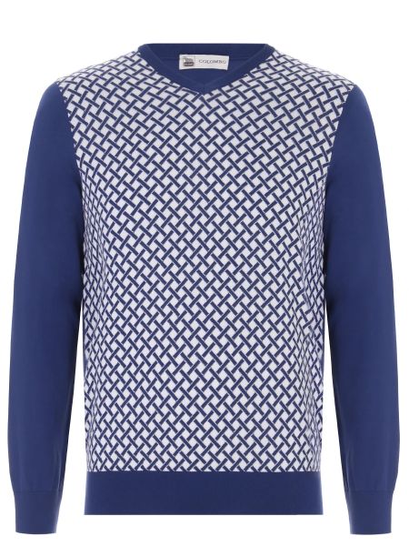 Хлопковый шелковый пуловер Colombo синий