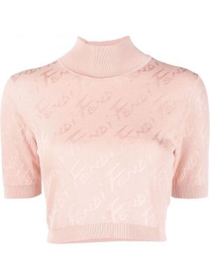 Jacquard strikket crop top Fendi rosa