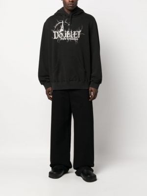 Kokvilnas kapučdžemperis ar apdruku Doublet melns