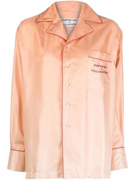 Hedvábná košile s potiskem Stella Mccartney oranžová