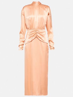 Атласное платье миди Alessandra Rich розовое