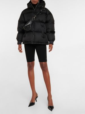 Nylónová páperová bunda s kapucňou Prada čierna