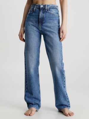 Vaqueros rectos de cintura alta Calvin Klein Jeans azul