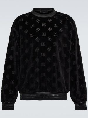 Aksamitny sweter żakardowy Dolce&gabbana czarny