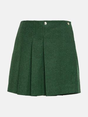 Plisované vlněné mini sukně Plan C zelené