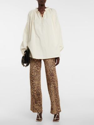 Pantaloni cargo din bumbac cu imagine cu model leopard Etro