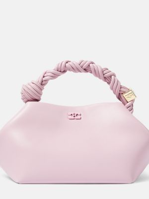 Kožna shopper torbica od umjetne kože Ganni ružičasta