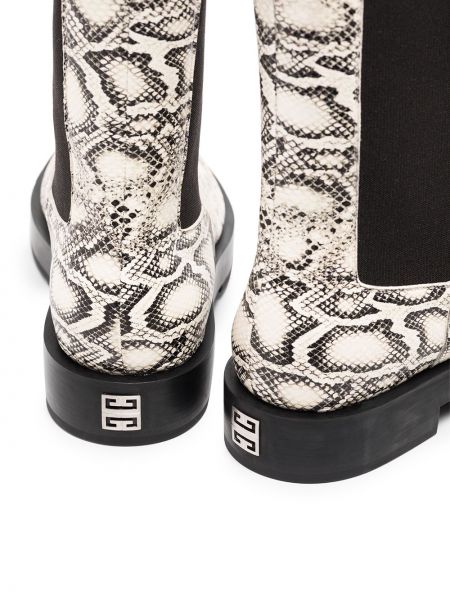 Botines chelsea con estampado de estampado de serpiente Givenchy blanco