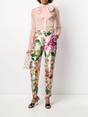 Pantalones slim fit de flores con estampado Dolce & Gabbana rosa