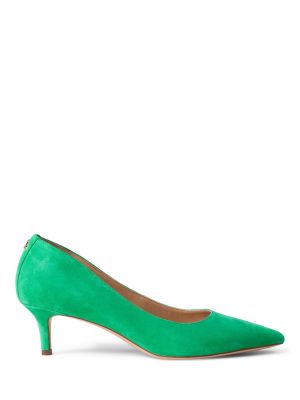 Замшевые туфли с острым носком Ralph Lauren зеленые