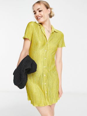 Платье с воротником на пуговицах с воротником на пуговицах Topshop зеленое
