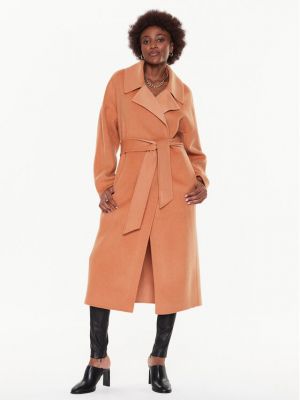Vilnonis paltas oversize Calvin Klein smėlinė