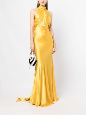Jedwabna sukienka wieczorowa bez rękawów Rachel Gilbert żółta
