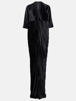 Drapované dlouhé šaty jersey Rick Owens černé