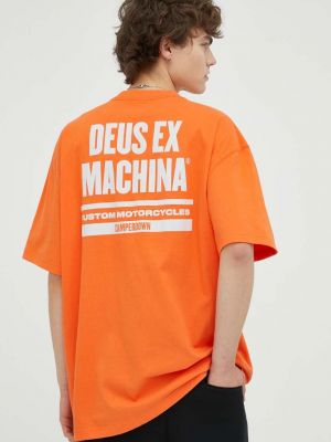 Bombažna majica Deus Ex Machina oranžna