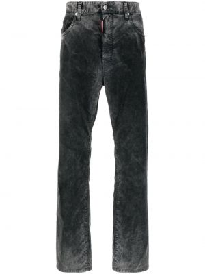 Ravne hlače iz rebrastega žameta Dsquared2 črna