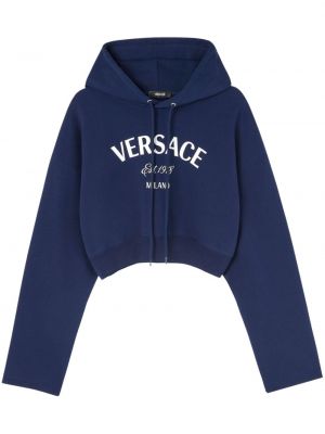 Hoodie s kapuljačom s vezom Versace plava