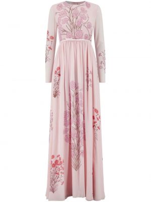 Копринена вечерна рокля с принт Giambattista Valli розово
