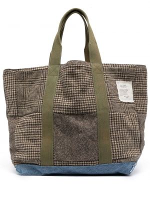 Βαμβακερή τσάντα shopper Greg Lauren καφέ
