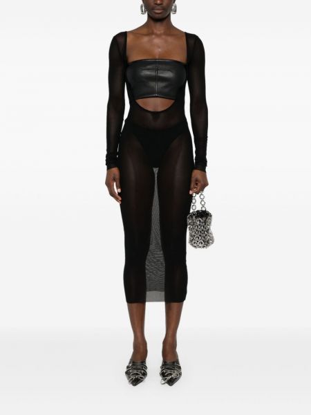 Rovné šaty se síťovinou Jean Paul Gaultier černé