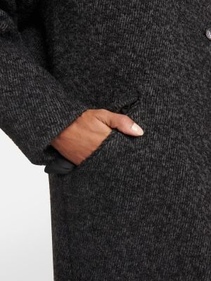 Kockovaný vlnený kabát Marant Etoile sivá