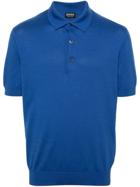Megztas polo marškinėliai Zegna mėlyna