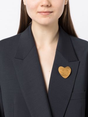 Brož se srdcovým vzorem Chanel Pre-owned zlatá