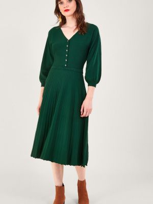Платье миди с v-образным вырезом Monsoon зеленый