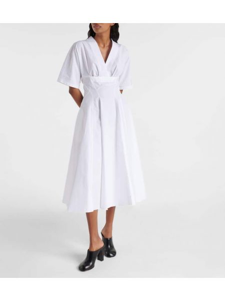 Pamučna midi haljina Alaia bijela