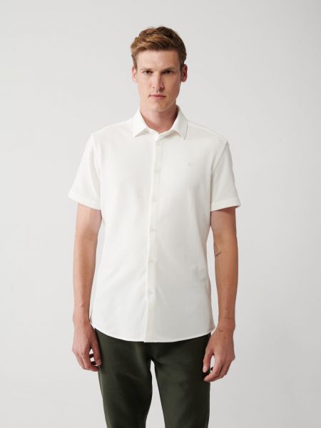 Плетена памучна риза slim Avva бяло