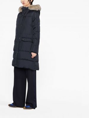 Péřový kabát s kapucí Lauren Ralph Lauren modrý