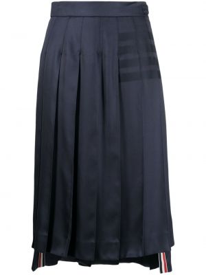 Plisovaná hodvábna midi sukňa Thom Browne modrá