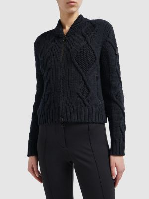 Cardigan en laine en tricot Moncler noir