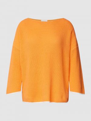 Dzianinowy sweter z dekoltem w łódkę Comma Casual Identity pomarańczowy