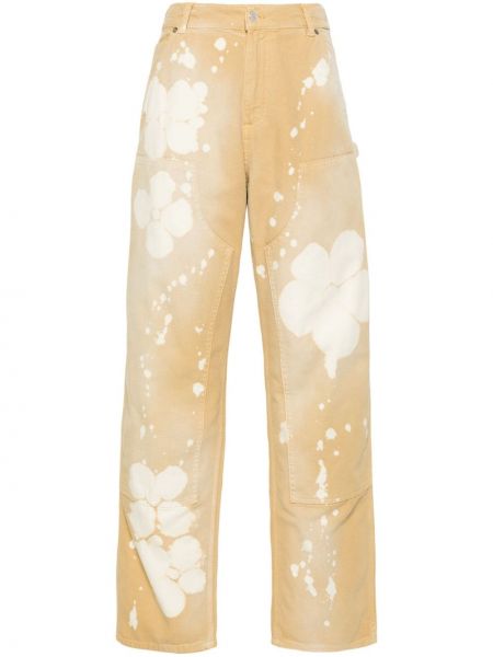 Pantalon droit en coton Msgm beige