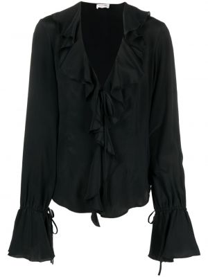 Блуза с волани Blugirl черно