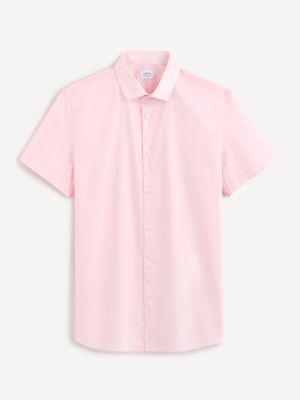 Košile s krátkými rukávy Celio růžová