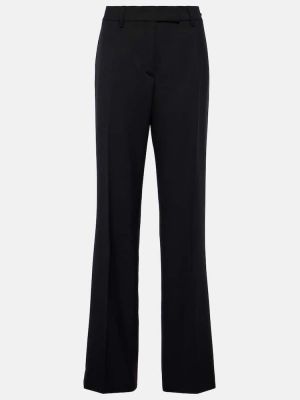 Vlněné rovné kalhoty s vysokým pasem Prada černé