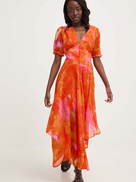 Sukienka długa Answear Lab pomarańczowa