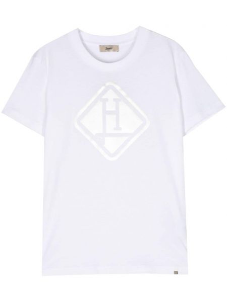 Памучна тениска с принт Herno бяло