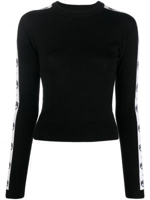 Плетен пуловер Chiara Ferragni черно