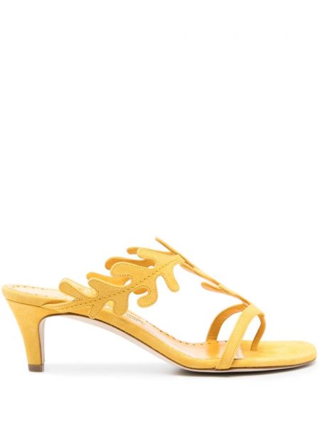 Sandale od brušene kože Manolo Blahnik žuta