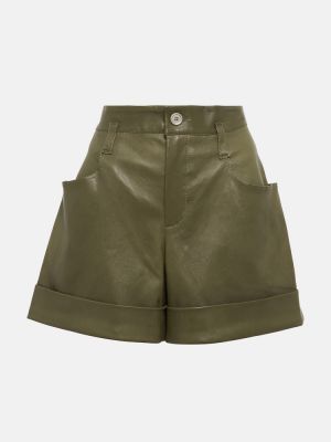 Usnjene kratke hlače z visokim pasom Stouls zelena
