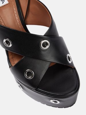 Sandales en cuir à imprimé Alaïa noir