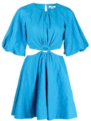 Drapované bavlněné lněné šaty Jason Wu - modrá