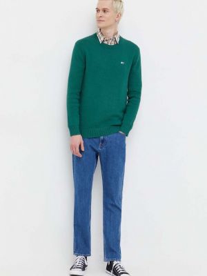 Sweter bawełniany Tommy Jeans zielony