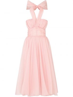 Pliszírozott sifon selyem ruha Dolce & Gabbana rózsaszín