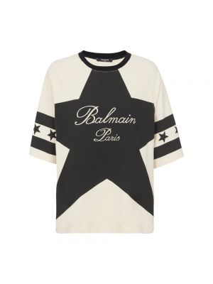 Koszulka w gwiazdy Balmain beżowa