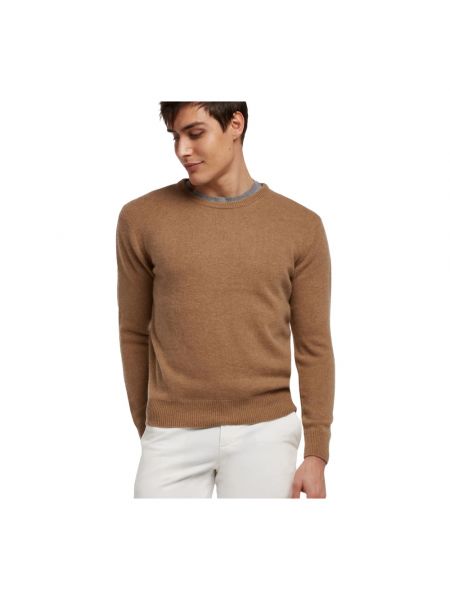Sweter z okrągłym dekoltem Brooks Brothers brązowy
