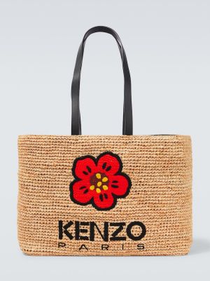 Шопинг чанта на цветя Kenzo бежово